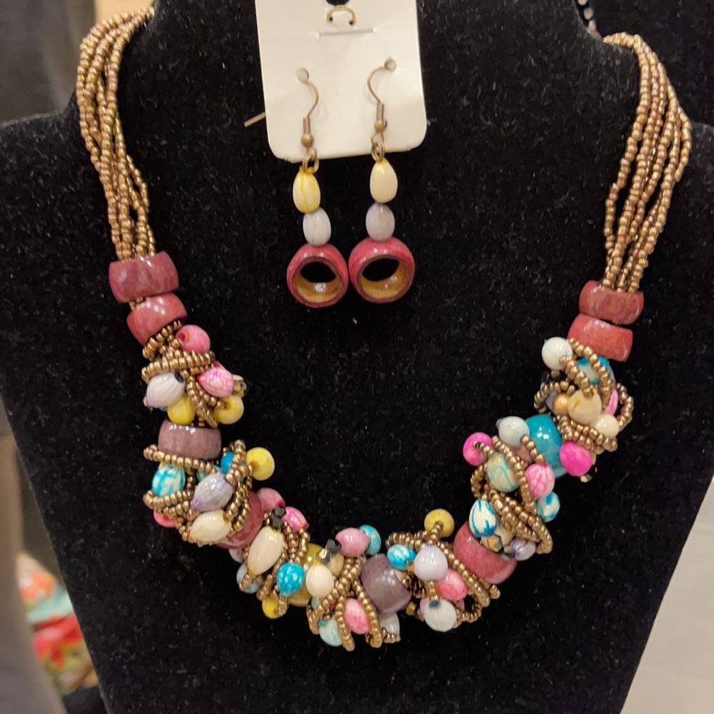 Berry beaded jewelry set.